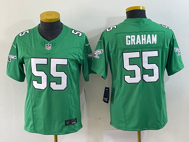 Women's Philadelphia Eagles #55 Brandon Graham Green 2023 F.U.S.E. Stitched Football Jersey(Run Small) Women's Philadelphia Eagles #55 Brandon Graham Green 2023 F.U.S.E. Stitched Football Jersey(Run Small)